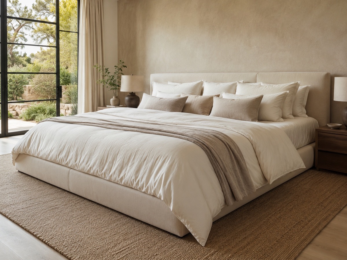 Extra-large bed dressed in premium custom-made bed linen